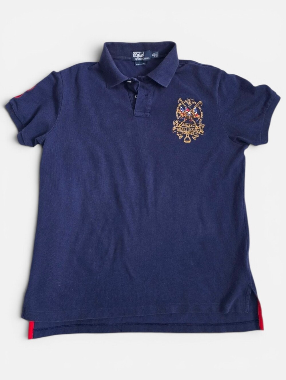 Polo Ralph Lauren Triple Pony Navy Blue Custom Fit Polo Top